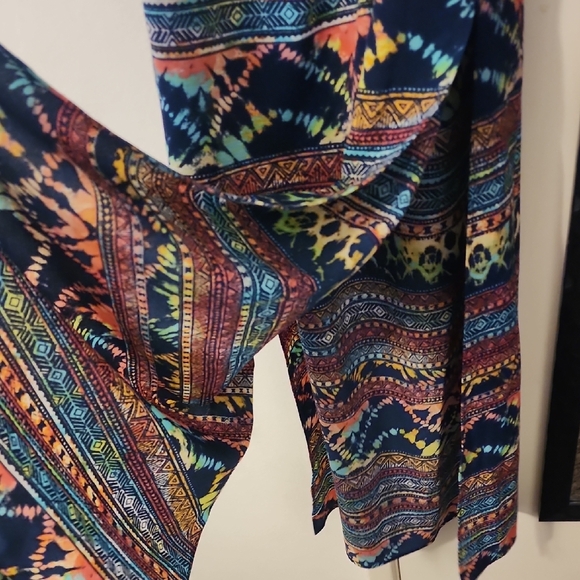 Aqua Multicolor Pattern Flutter Sleeve Maxi Sundress - Picture 8 of 11